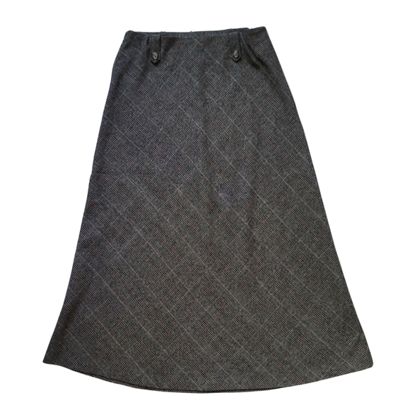 Conrad C Proportion Petite Plaid A-Line Midi Gray Skirt Size 2 - Picture 1 of 9